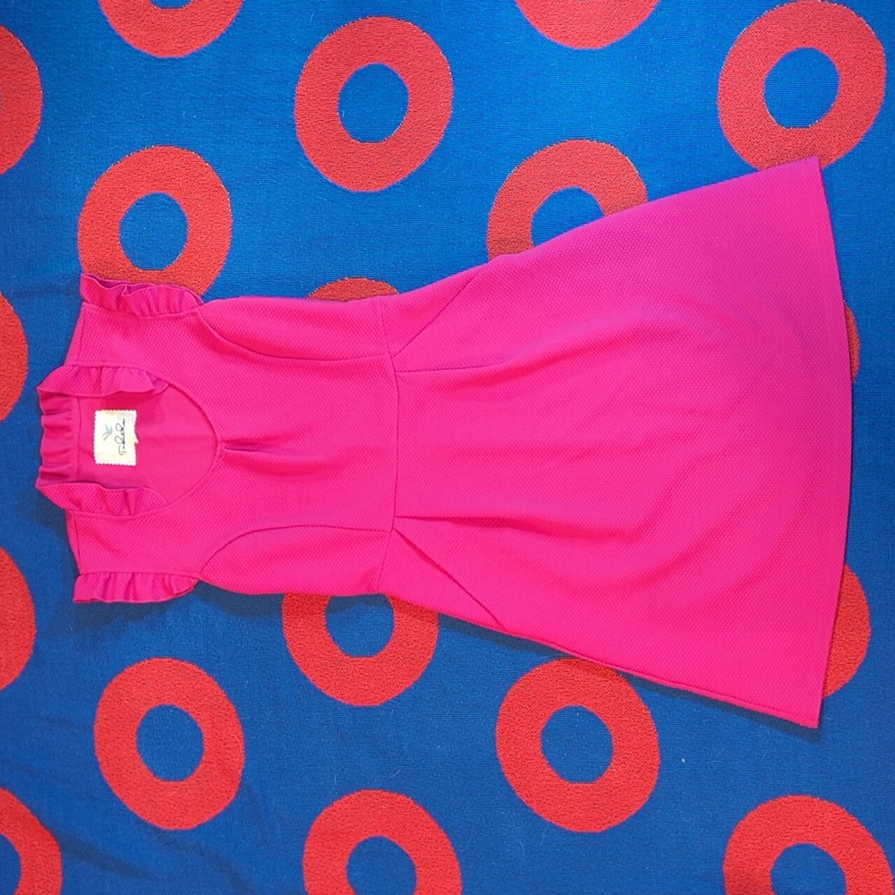 Anthropologie Tabitha Bright Magenta/ Fushia Ruffle Dress with Pockets